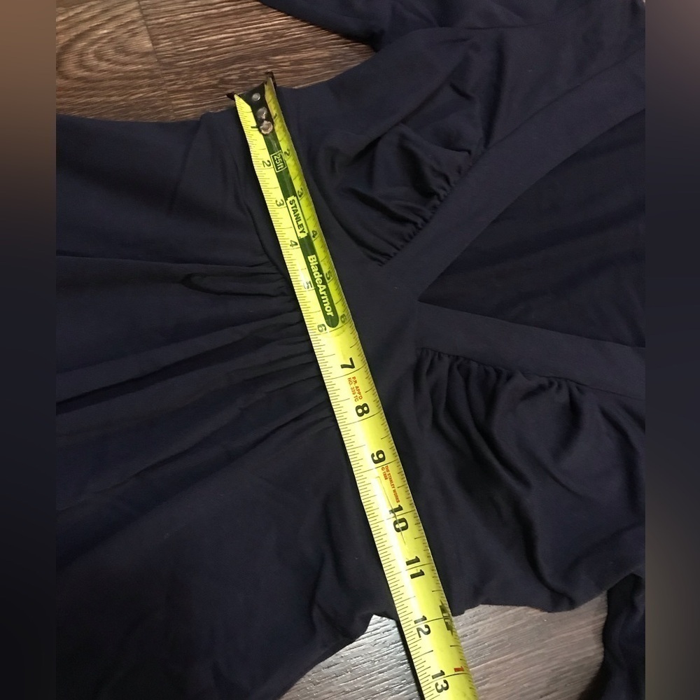 Susana Monaco 3/4 Sleeve Little Black Dress women's Size Small. Plunging v-neck - Picture 4 of 6